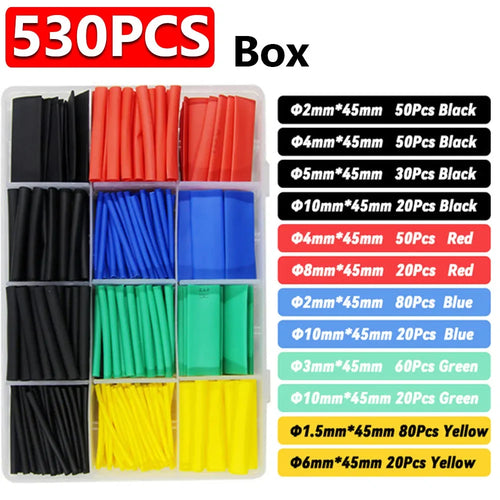 127-1060 pcs 2:1 Heat Shrink Tube Shrinking Assorted Polyolefin