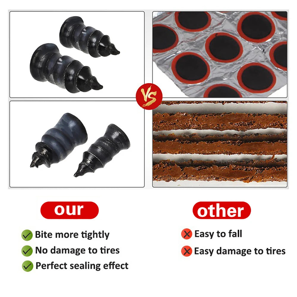 21-10PCS Vacuum Car Tyre Repair Rubber Nail Set Universal Tire Screw