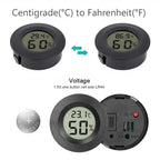 Round Digital LCD Thermometer For Car Indoor Room Cigar Wine Cabinet