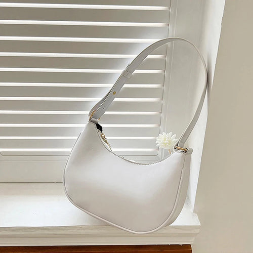 Womens Fashion Handbags Retro Solid Color Pu Leather Bag Half Simple
