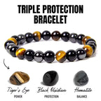 Natural Black Obsidian Hematite Tiger Eye Beads Bracelets Men for