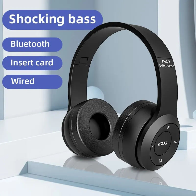 P47 Wireless Headphones Bluetooth 5.0 Earphones Foldable HIFI Stereo