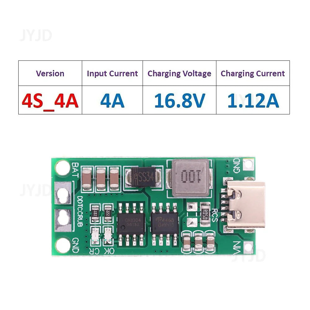 TypeC Multi-Cell 2S 3S 4S To 8.4V 12.6V 16.8V Step-Up Boost LiPo