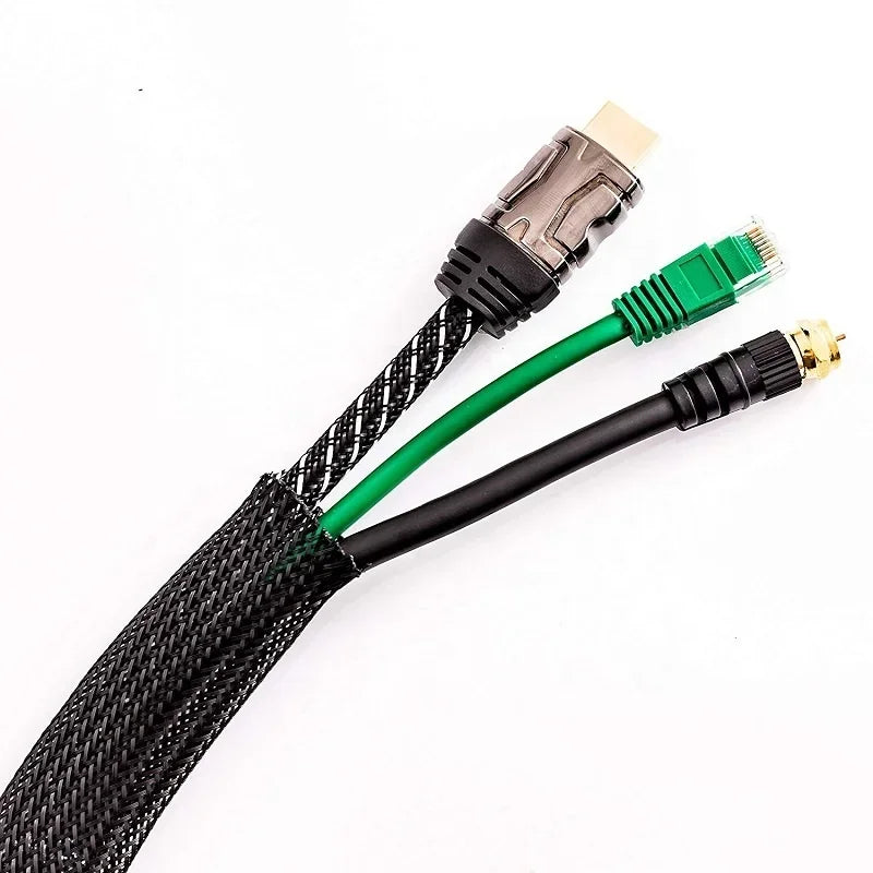 3m/9.85ft PET Expandable Braided Sleeving Flexible Wire Mesh Sleeve