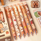 6Pcs Capybara Kawaii Gel Pen Set Cute Aesthetic Stationery