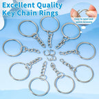 30pcs Silver Plated Metal Blank Keyring Keychain Split Key Ring with