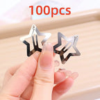 10/25/50/100/200pcs Y2K Silver Star Hair Clips for Girls Metal Snap