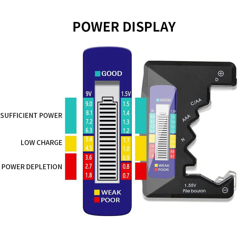 BT-886 Black Portable Battery Capacity Indicator Compact Size Lithium