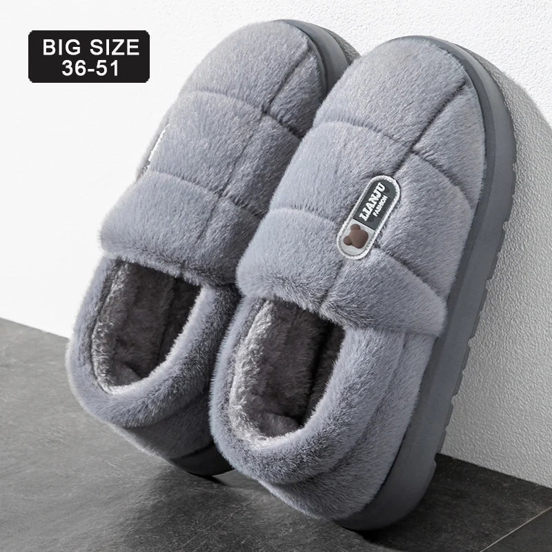 Men's slippers Winter Solid Color Wrap Heels Plush Slippers Non-slip