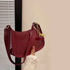 Solid Color PU Leather Women Shoulder Bags Fashion Ladies Cherry