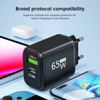 USB Charger 65W GaN Type C Fast Charging PD Power Adapter Quick