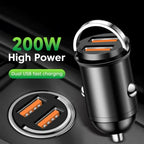 200W USB Car Fast Charger PD USB Quick Charger 3.0 USB Type C Fast