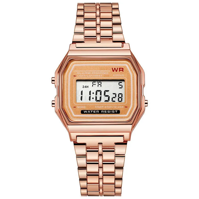 Luxury Rose Gold Women Watches Electronic Digital Display Retro Style