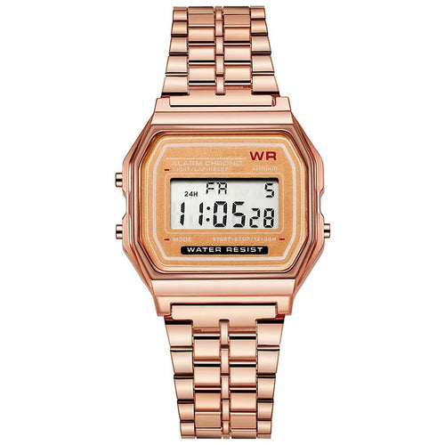 Luxury Rose Gold Women Watches Electronic Digital Display Retro Style