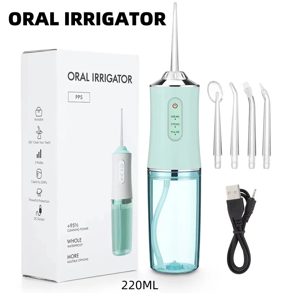 Oral Irrigator Portable Dental Water Flosser USB Rechargeable Water