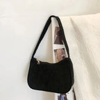 Retro Underarm Bag Women's Half Moon Shoulder Bag Fashion Solid Color