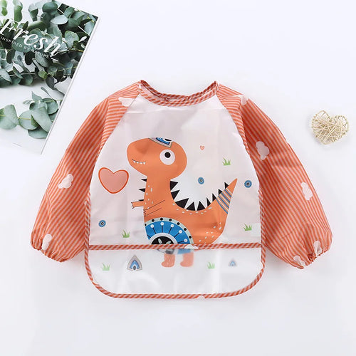 Waterproof EVA Full Sleeve Baby Bibs Children Apron Long Sleeve