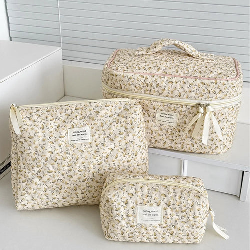 Retro Women's Floral Print Cosmetic Bag Handbag Travel Organizer