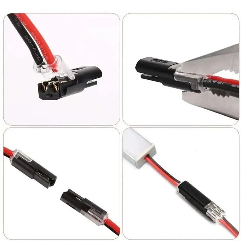 10/25/50PCS Double-Wire Plug-in Connector Pluggable 2 Pin 2 Way Led