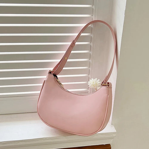 Womens Fashion Handbags Retro Solid Color Pu Leather Bag Half Simple