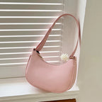 Womens Fashion Handbags Retro Solid Color Pu Leather Bag Half Simple