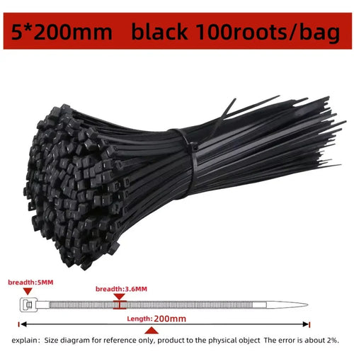 100Pcs Nylon Cable Ties Adjustable Self-locking Cord Ties Straps