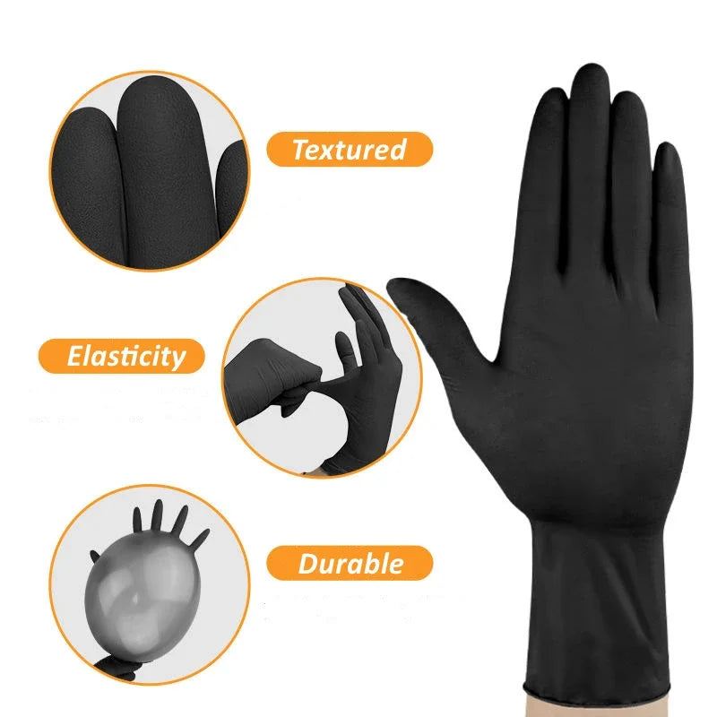 10/20/50/100PCS Black Nitrile Disposable Gloves for Work Latex Free