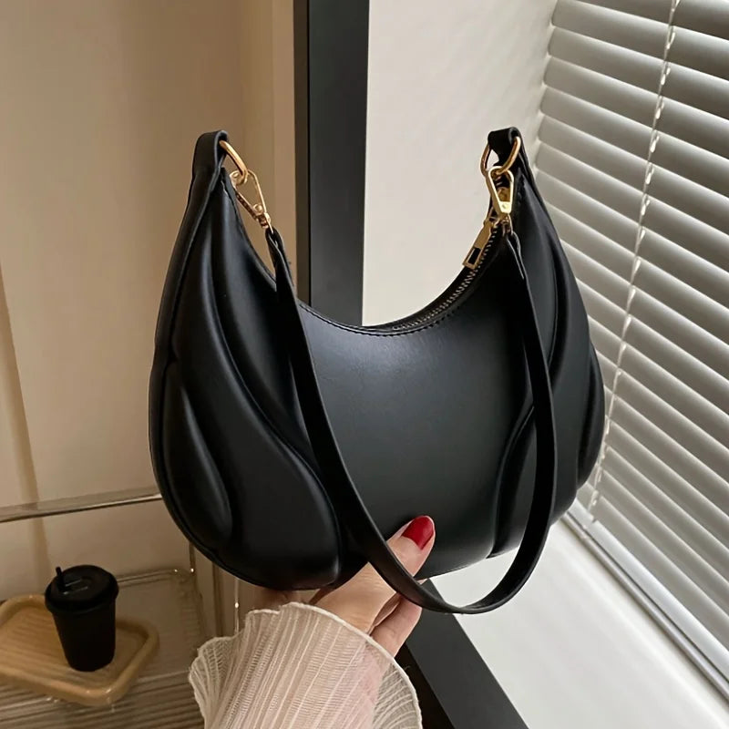 Women's French Handbag Shoulder Bag Textured Crossbody Bag Zipper