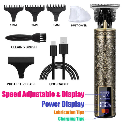 Cordless Hair Trimmer Vintage Hair Clipper USB Fast Charging Hair