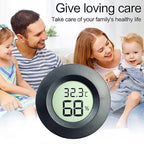 Round Digital LCD Thermometer For Car Indoor Room Cigar Wine Cabinet