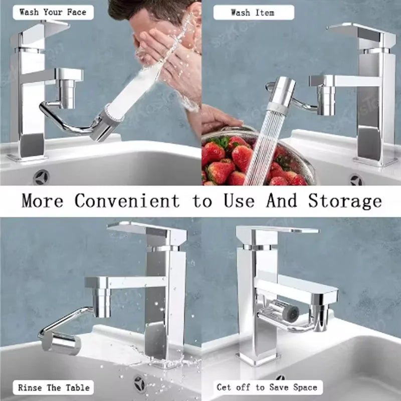 1pc 1080° Swivel Stainless Steel Faucet Extender Splashproof Dual