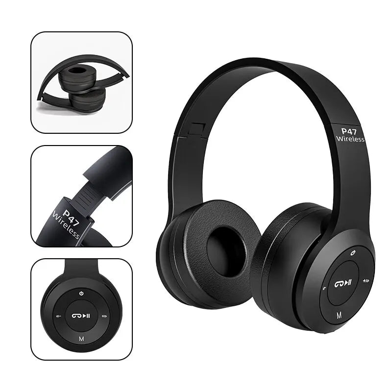 P47 Wireless Headphones Bluetooth 5.0 Earphones Foldable HIFI Stereo