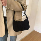 Retro Underarm Bag Women's Half Moon Shoulder Bag Fashion Solid Color
