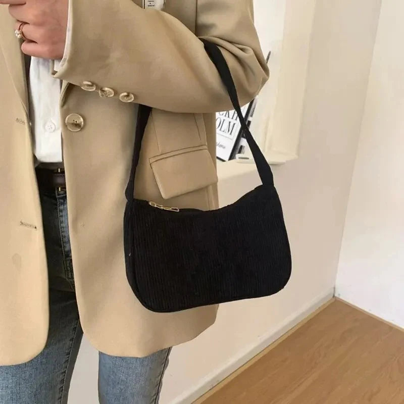 Retro Underarm Bag Women's Half Moon Shoulder Bag Fashion Solid Color