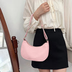 Womens Fashion Handbags Retro Solid Color Pu Leather Bag Half Simple