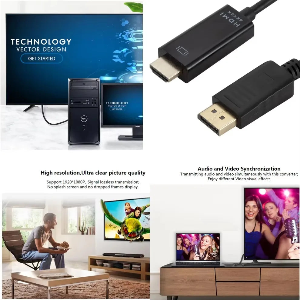 1.8M DP To HDMI-compatible Cable 4k DisplayPort To HD Adapter Male To