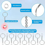 30pcs Silver Plated Metal Blank Keyring Keychain Split Key Ring with