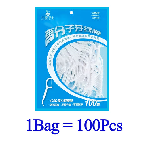 High Tensile Strength Dental Floss Pick Bow Shaped Super Thin Dental