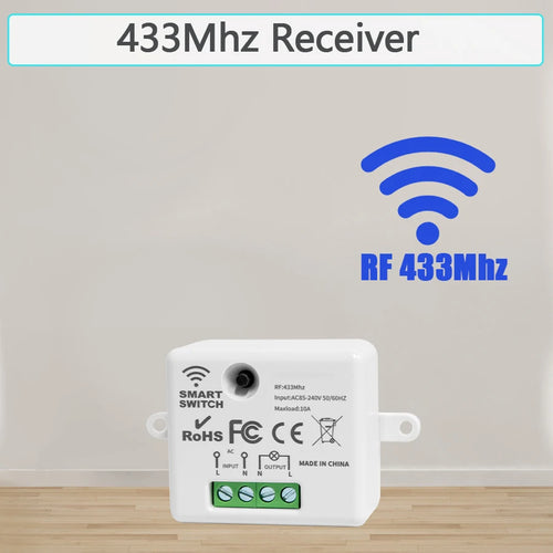 Wireless Light Wall Switch Relay Receiver RF 433Mhz 1/2/3Gang Panel