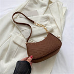 New Brand Women Retro Underarm Bag Felt Solid Color Shoulder Bag
