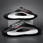 Lightweight EVA men's slide | Black and white cartoon design, exposed