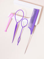 4-piece set, hair ring tool, rubber band cutter, mouse tail comb, hair