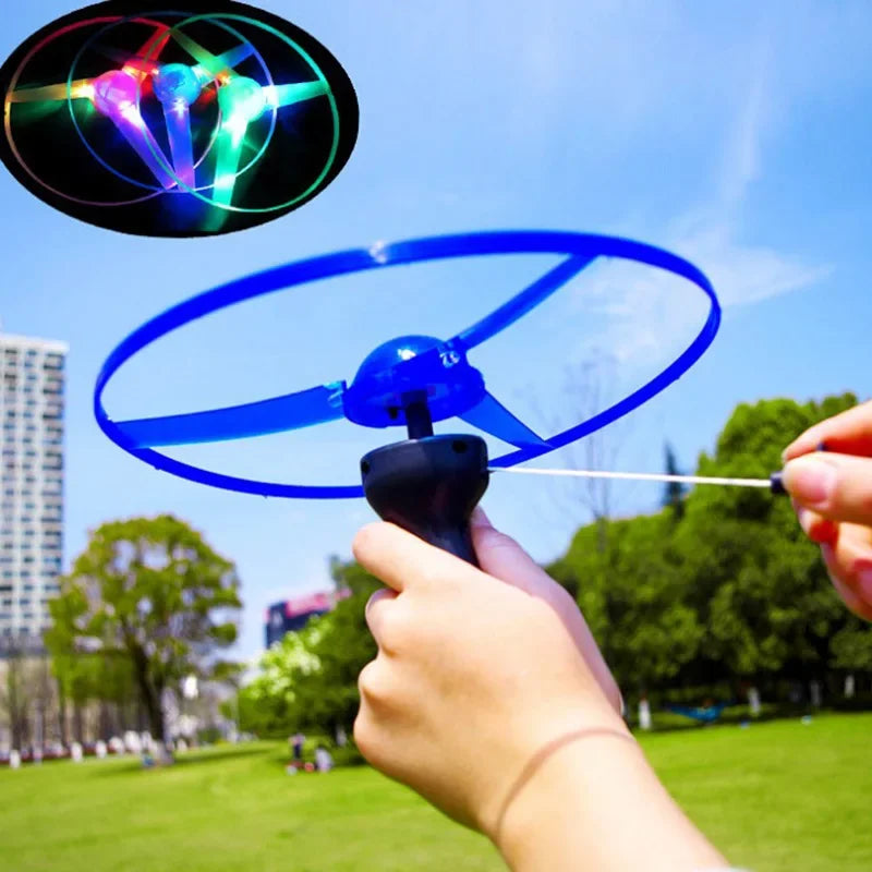Kid Sports Pull Line Saucer Toys Children outdoor Fun Rotating Flying