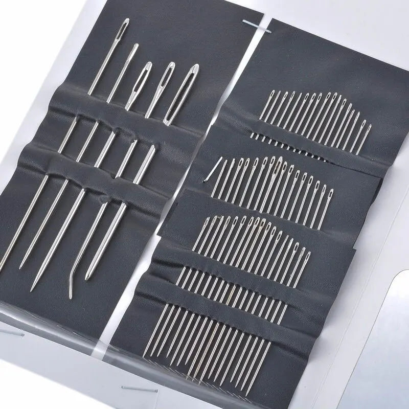 55 Pieces Stainless Steel Big Eye Hand Sewing Needles Set with