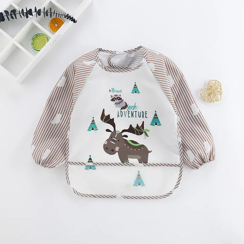 Waterproof EVA Full Sleeve Baby Bibs Children Apron Long Sleeve