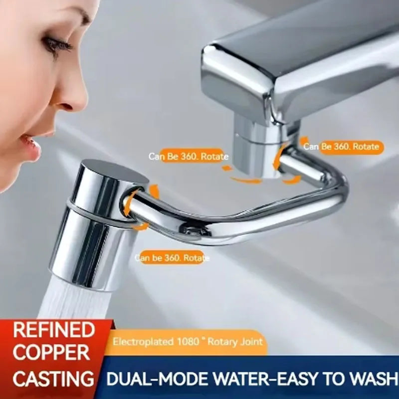1pc 1080° Swivel Stainless Steel Faucet Extender Splashproof Dual