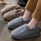 Men's slippers Winter Solid Color Wrap Heels Plush Slippers Non-slip