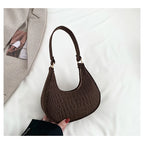 New Brand Women Retro Underarm Bag Felt Solid Color Shoulder Bag