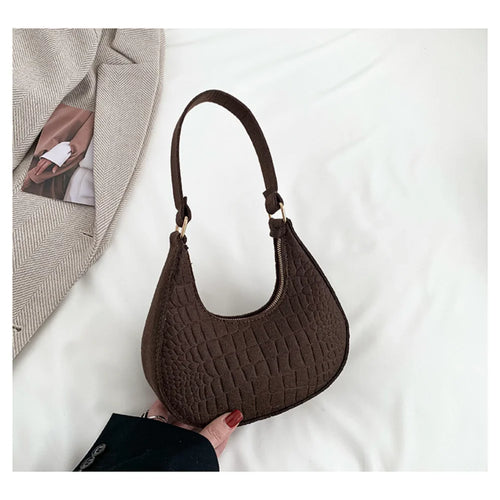New Brand Women Retro Underarm Bag Felt Solid Color Shoulder Bag