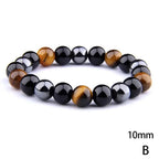 Natural Black Obsidian Hematite Tiger Eye Beads Bracelets Men for